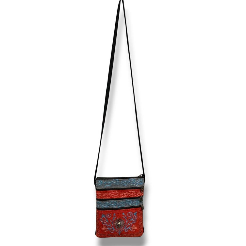 Ganesh Himal Metallic Embroidered Crossbody Bag Multipocket